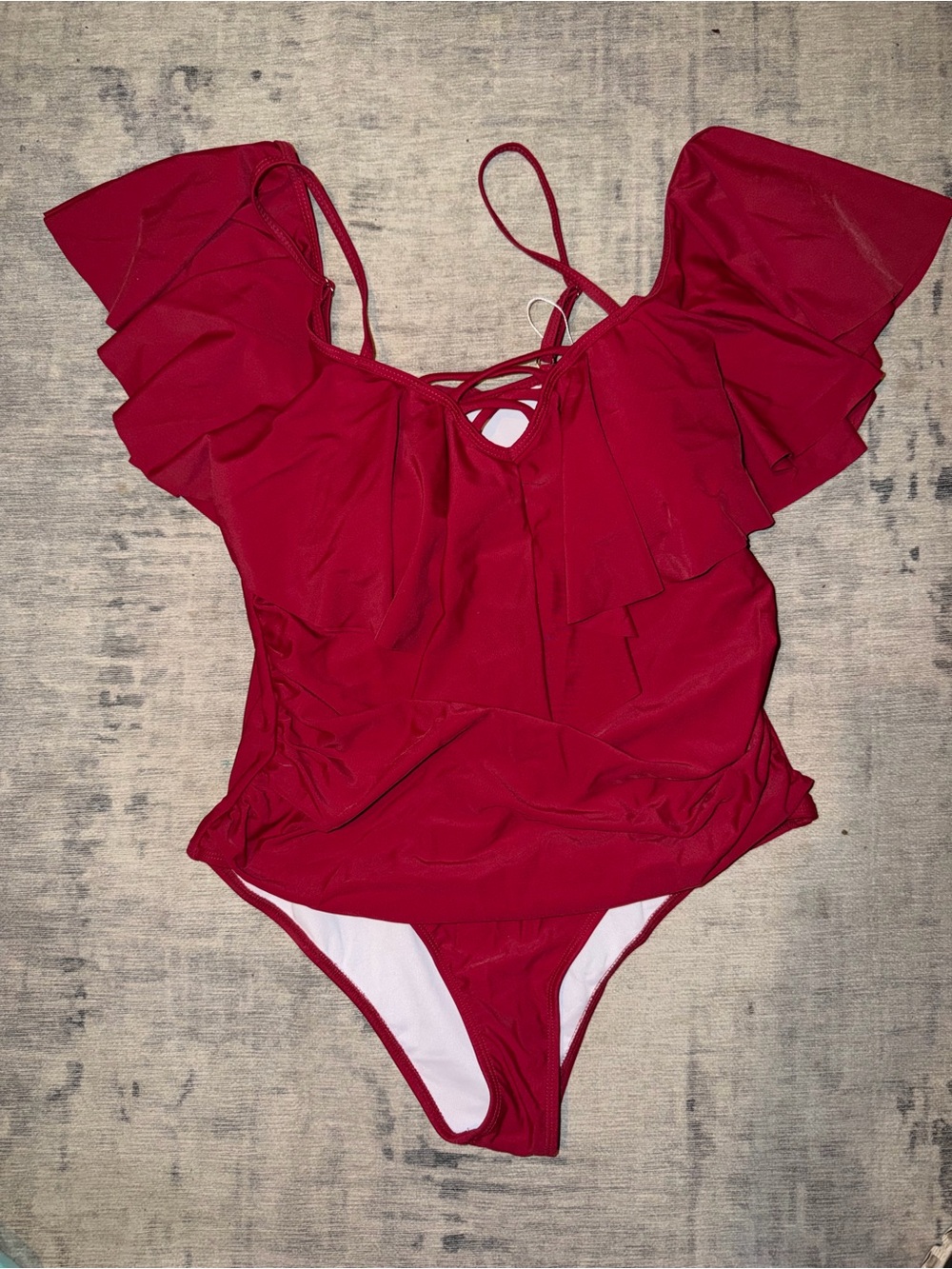 Ruffled One-Piece Swimsuit, size 14W NWT